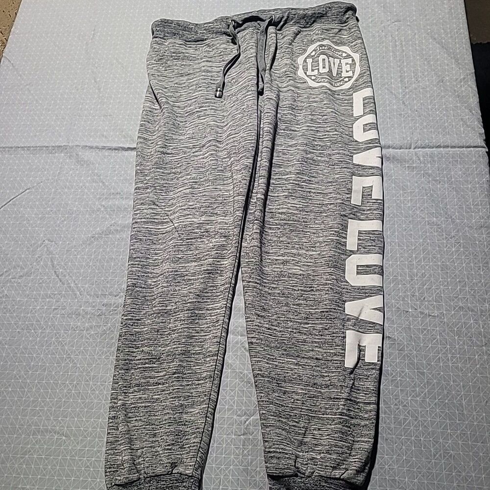 Love Reflex Womens Pants 3XL Gray SweatpantS Tapered Elastic Drawstring